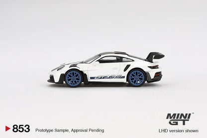 1/64 PORSCHE 911 (992) GT3 RS WEISSACH PACKAGE WHITE WITH INDIGO BLUE (RHD) - MGT00853-R