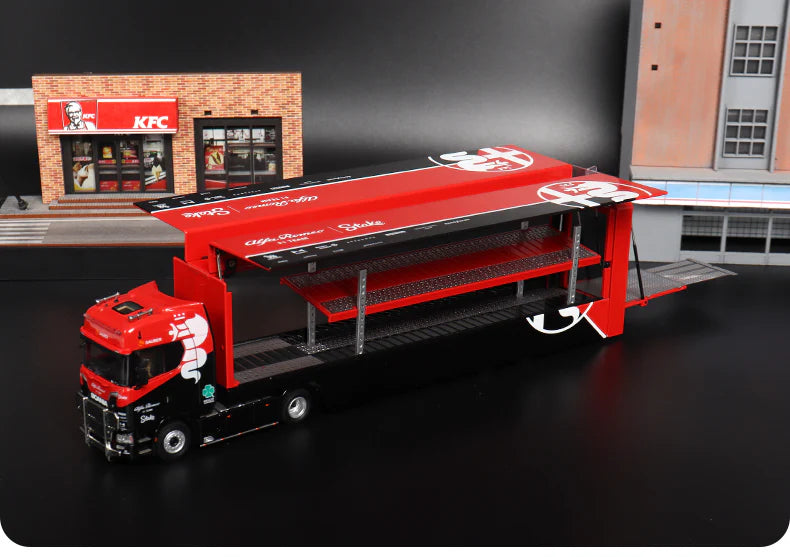 1:64 Scania S730 V8 Gull Wing Transporter- Alfa Romeo F1 - KENGFAI & MAXWELL