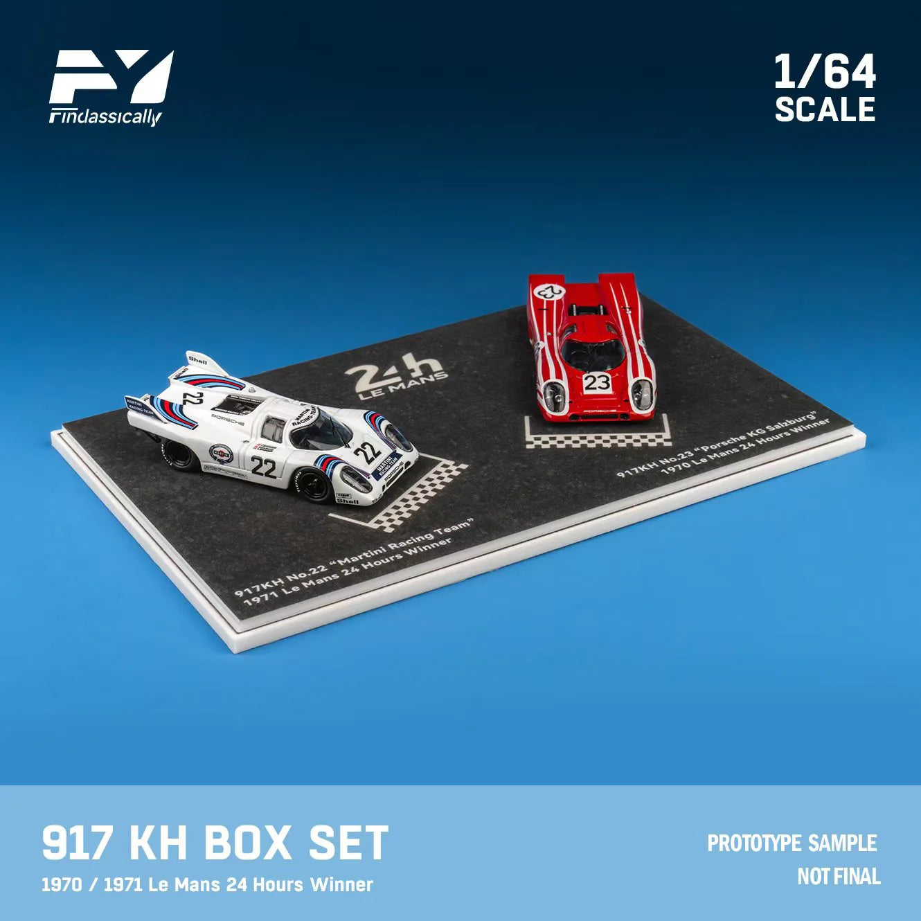 1:64 Porsche 917K 22 #Martini and 23# Red Double car set - Finclassically