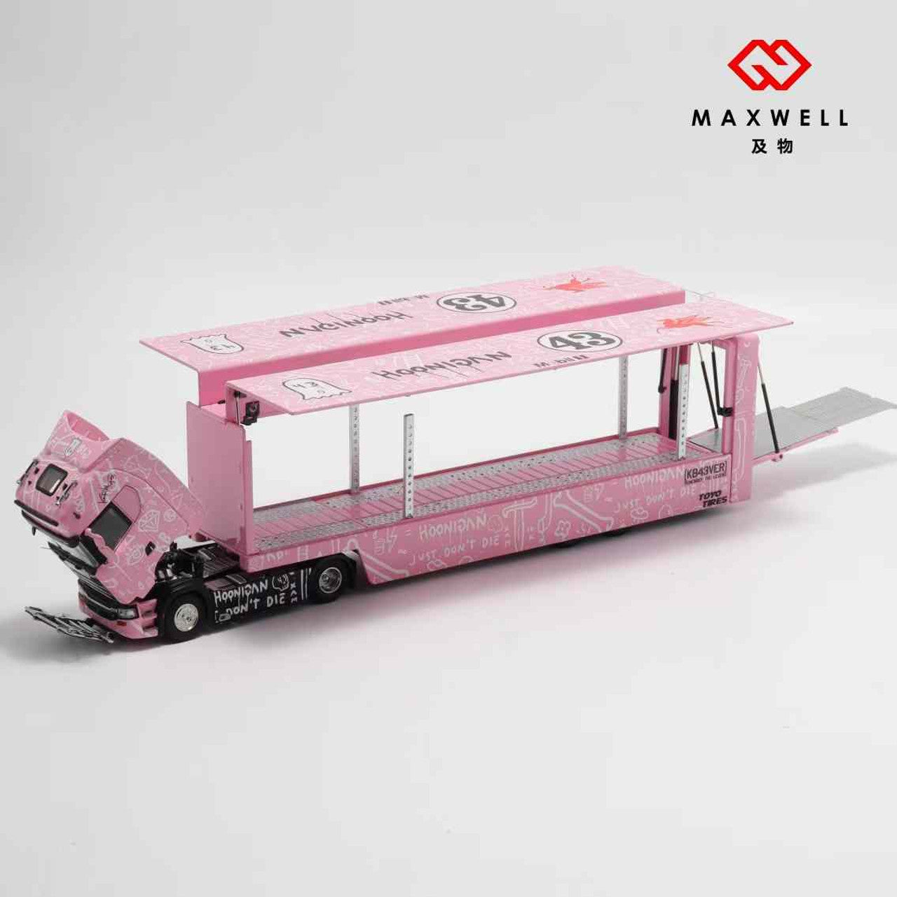 1/64 - Kengfai & Maxwell Scania S730 V8 Double Level Transporter Pink Pig #43