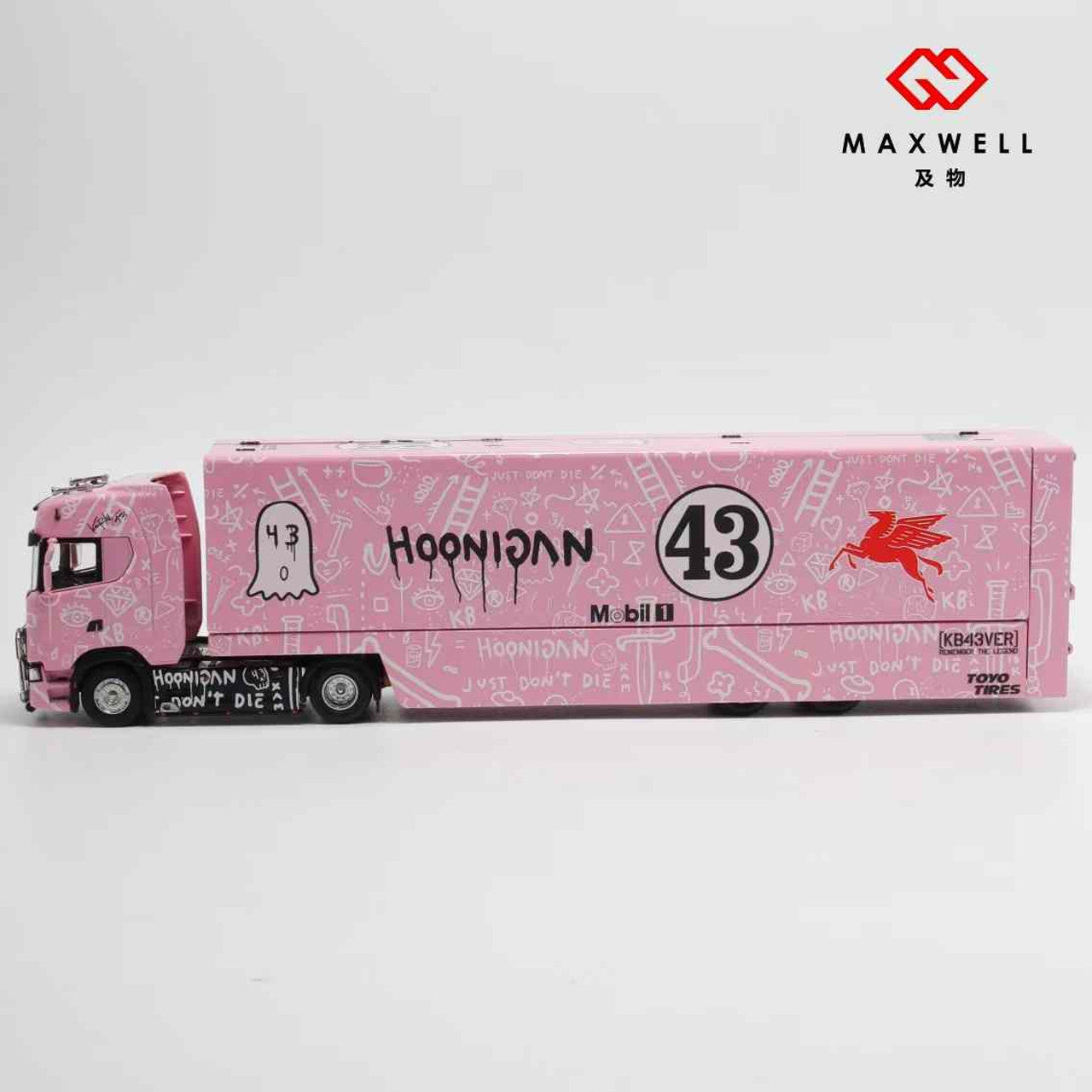 1/64 - Kengfai & Maxwell Scania S730 V8 Double Level Transporter Pink Pig #43