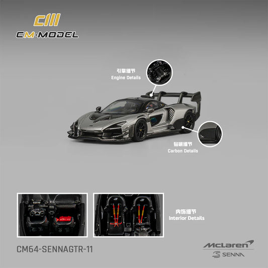 1/64 McLaren Senna GTR Metallic Silver Gray - CM Models - CM64-SennaGTR-11