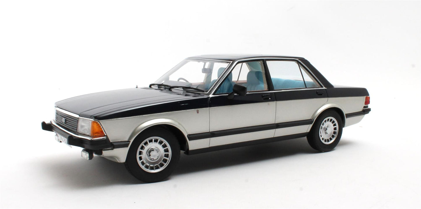 1/18 Ford Granada 2.8 Ghia Sapphire blue/silver - Cult Models - CML133-6