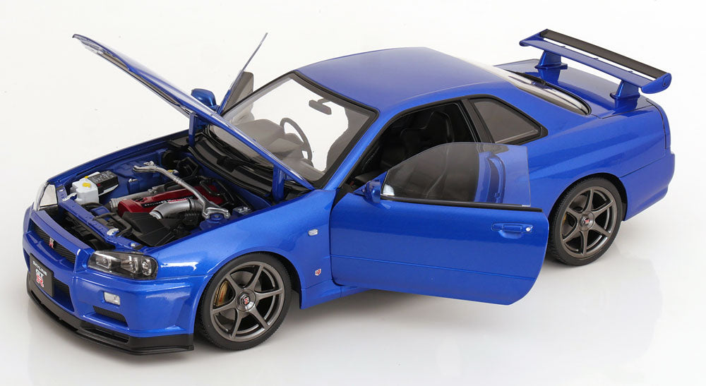 1/12 Nissan Skyline GT-R R34 V-Spec II OEM rims 2001 blue metallic-metallic - KK Scale - KKDC120211-1