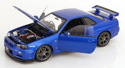 1/12 Nissan Skyline GT-R R34 V-Spec II OEM rims 2001 blue metallic-metallic - KK Scale - KKDC120211-1