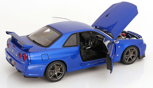 1/12 Nissan Skyline GT-R R34 V-Spec II OEM rims 2001 blue metallic-metallic - KK Scale - KKDC120211-1