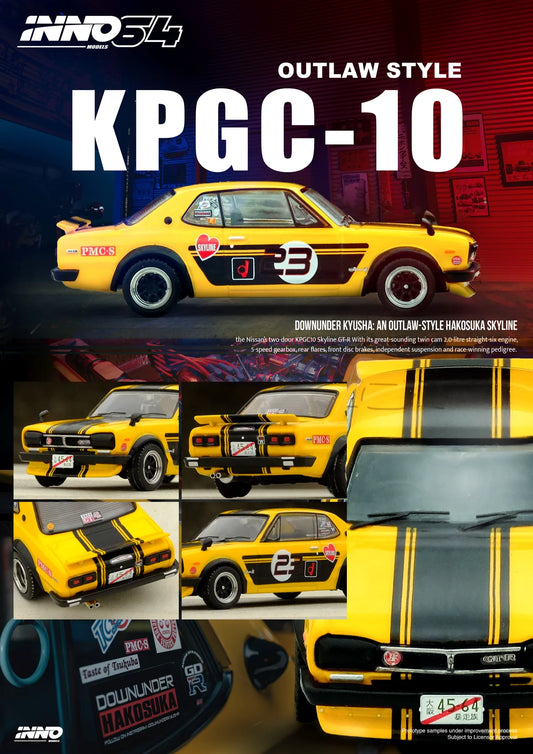 1/64 - NISSAN SKYLINE 2000 GT-R (KPGC10) YELLOW - INNO64