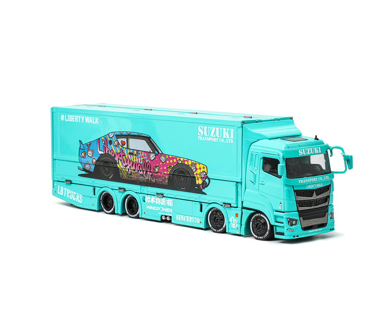1:64 - Mitsubishi Fuso Super Great Transporter LBWK Liberty Walk LB-Trucks (Blue) - GCD