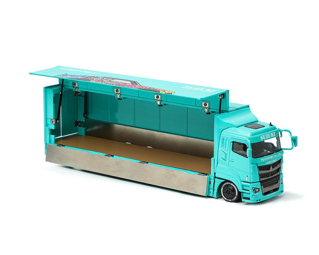 1:64 - Mitsubishi Fuso Super Great Transporter LBWK Liberty Walk LB-Trucks (Blue) - GCD