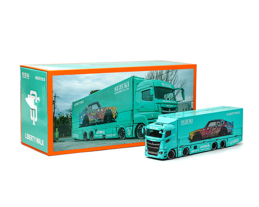 1:64 - Mitsubishi Fuso Super Great Transporter LBWK Liberty Walk LB-Trucks (Blue) - GCD