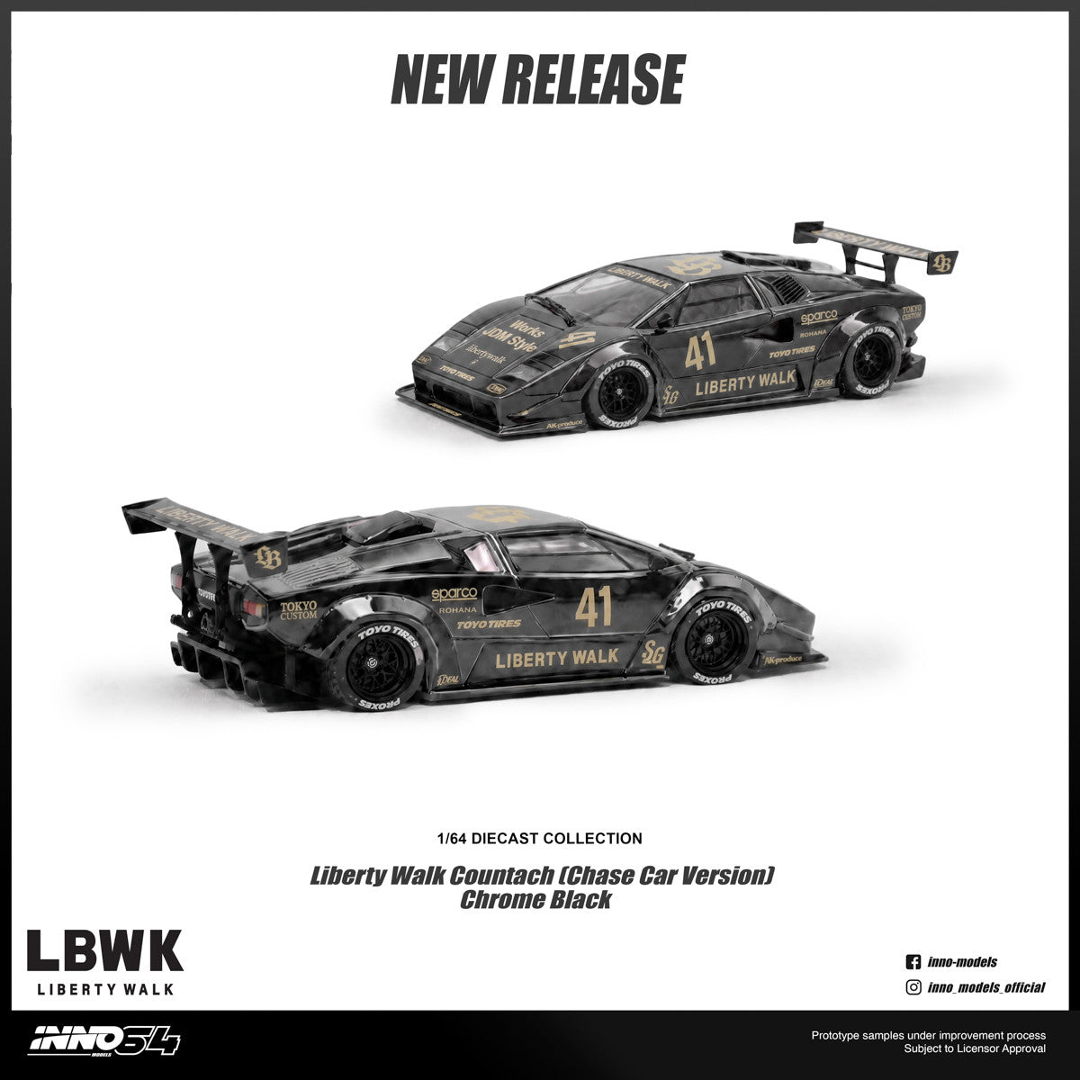 1/64 LIBERTY WALK COUNTACH With Chase Car chance - Inno64 - IN64-LBCOUNTACH-01
