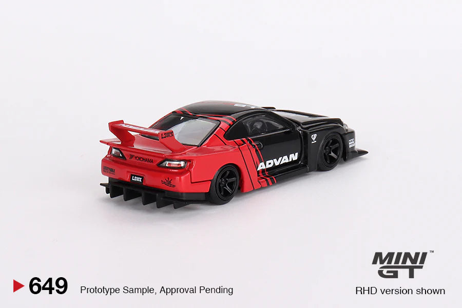 MGT00649Rhd - 1/64 1999 Nissan Silvia (S15) LB- Super Silhouette, red/black - Mini GT