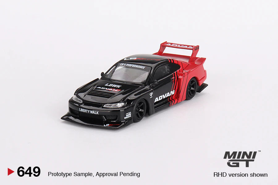 MGT00649Rhd - 1/64 1999 Nissan Silvia (S15) LB- Super Silhouette, red/black - Mini GT