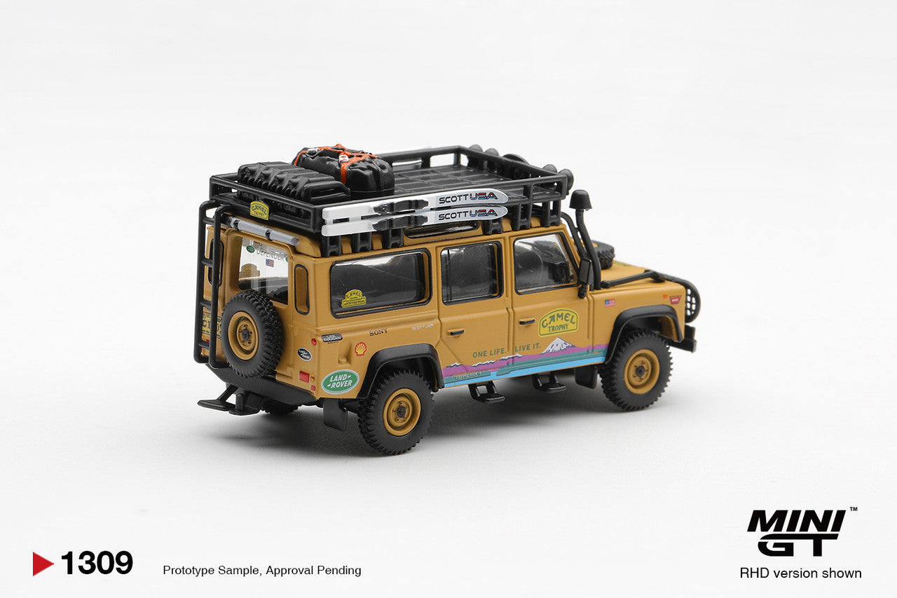 1/64 LAND ROVER DEFENDER 110 1998 CAMEL TROPHY TIERRA DEL FUEGO CT.10 USA - Mini GT - MGT01309