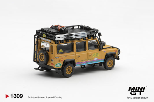 1/64 LAND ROVER DEFENDER 110 1998 CAMEL TROPHY TIERRA DEL FUEGO CT.10 USA - Mini GT - MGT01309