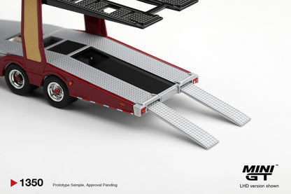 1/64  SCANIA 770S A6X4NA CAR TRANSPORTER V8 50TH ANNIVERSARY PLUS CAR TRANSPORTER RED (RHD) - MiniGT - MGT01350-R