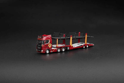 1/64  SCANIA 770S A6X4NA CAR TRANSPORTER V8 50TH ANNIVERSARY PLUS CAR TRANSPORTER RED (RHD) - MiniGT - MGT01350-R
