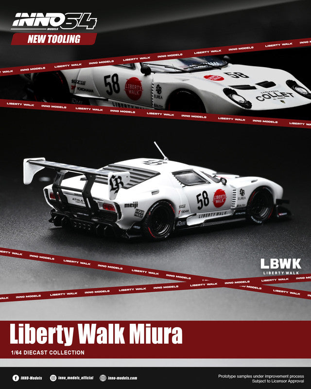 1/64 LB-Silhouette WORKS Miura GT  With Chase Car - Inno64 - IN64-LBMIURA-01