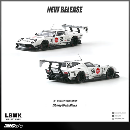 1/64 LB-Silhouette WORKS Miura GT  With Chase Car - Inno64 - IN64-LBMIURA-01