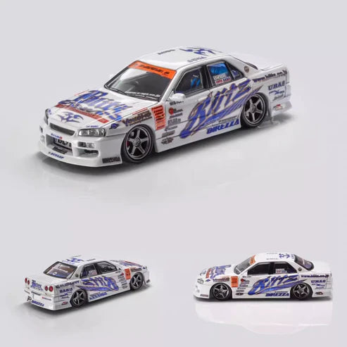 1/64 - Nissan Skyline GT-R ER34 25GTT GT-T Turbo D1GP Biltz Drift 2004 Edition (Limited 899 Pieces) - Mortal Models