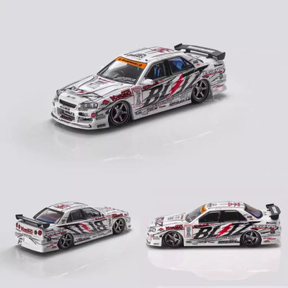 1/64 - Nissan Skyline GT-R ER34 25GTT GT-T Turbo D1GP Biltz Drift 2007 Edition (Limited 899 Pieces) - Mortal Models