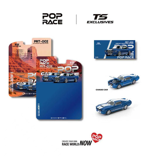 1/64 Shelby Mustang GT500 *Tokyo Station Exclusives*, blue with white stripes - Pop Race - PRT002