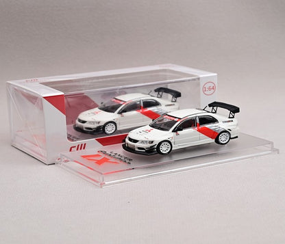 1/64 - MITSUBISHI - LANCER EVO IX BASE RALLY 2003 - WHITE RED SILVER - CM Models