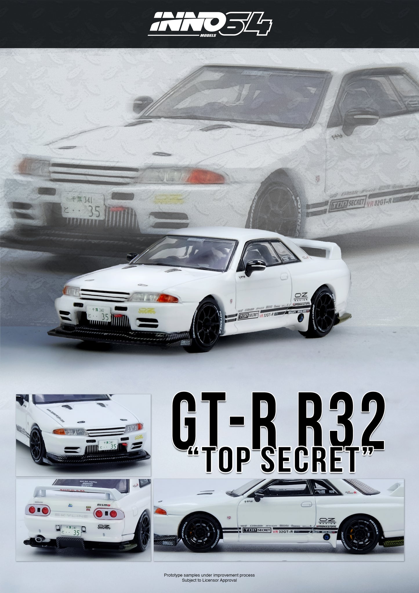 1/64 TOP SECRET VR32 GT-R White - Inno64 - IN64-VR32TS-WHITE