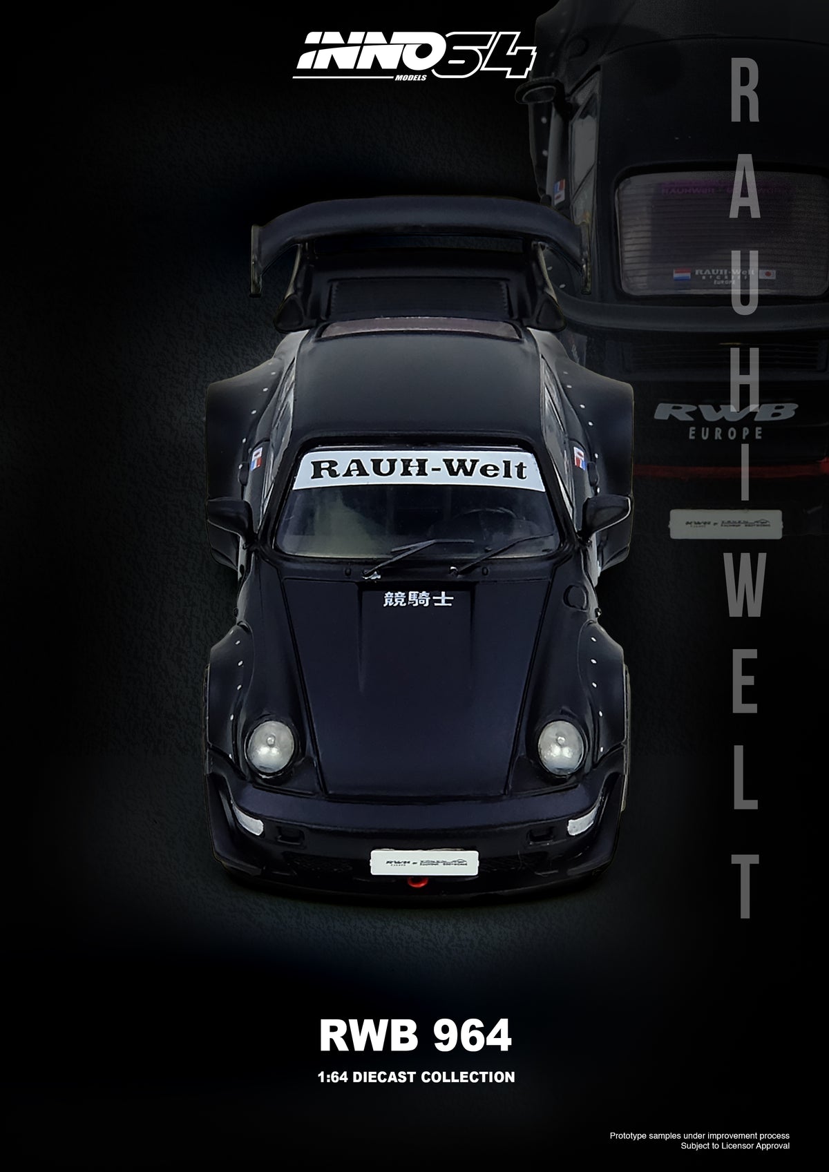 964 Rwb Rough Rhythm 1/64 RWB 964 Black Matt - Inno64 - IN64-RWB964-BM – KRW Models