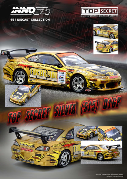 1/64 TOP SECRET Silvia (S15) Gold D1 Grand Prix Series Champion 2004 - Inno64 - IN64-S15TS-D104