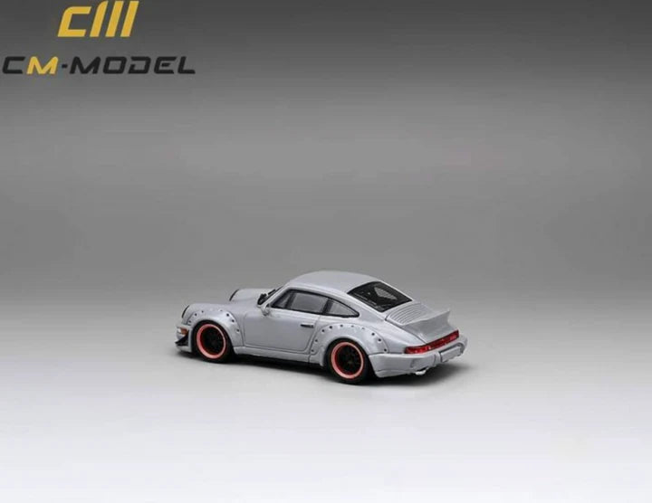 1/64 - PORSCHE - 911 964 RWB RAUH-WELT COUPE WITH RACING SET WHEELS AND WING 1987 - LIGHT GREY - CM Models