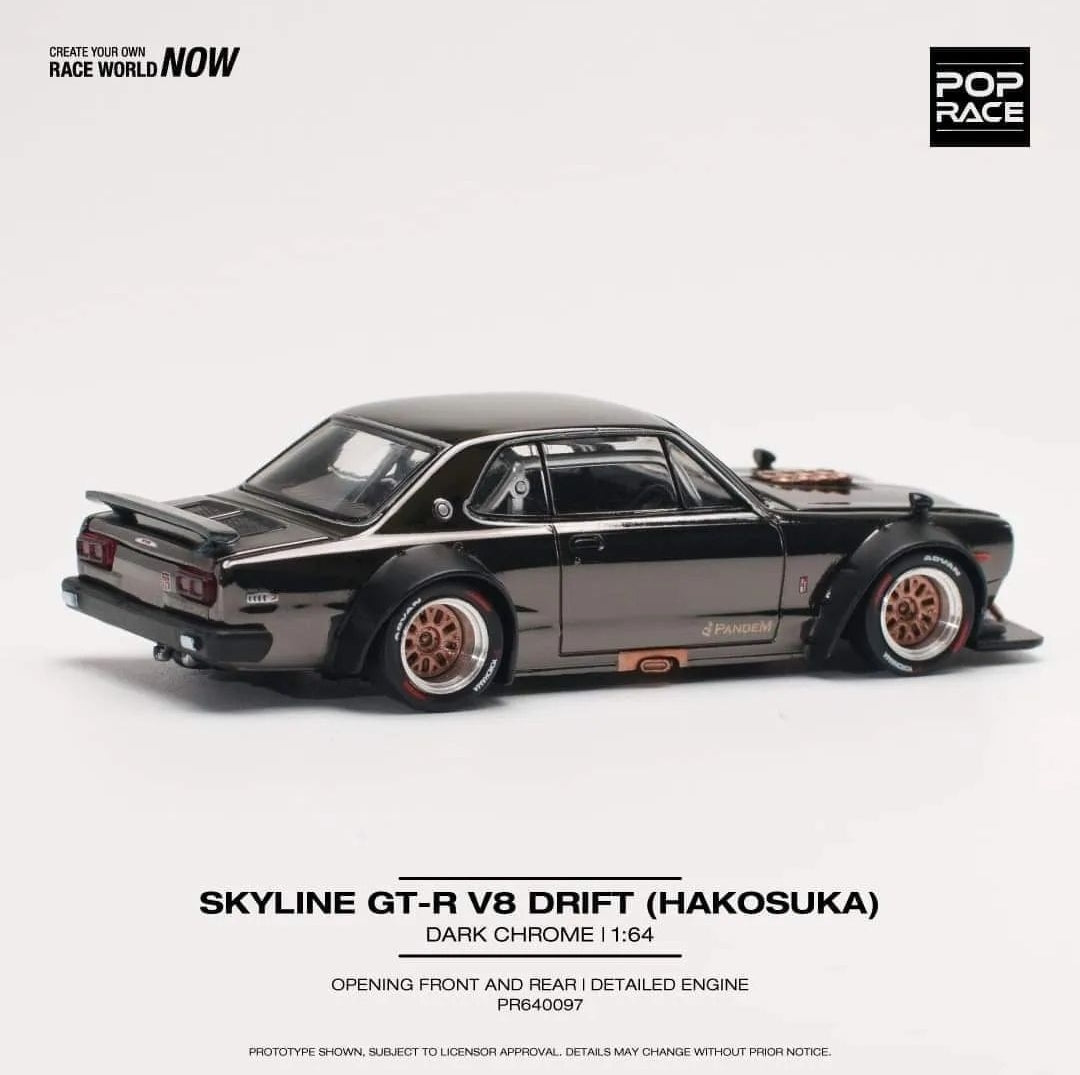 1/64 SKYLINE GT-R V8 DRIFT (HAKOSUKA) DARK CHROME - PR640097