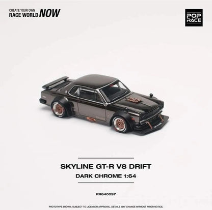 1/64 SKYLINE GT-R V8 DRIFT (HAKOSUKA) DARK CHROME - PR640097