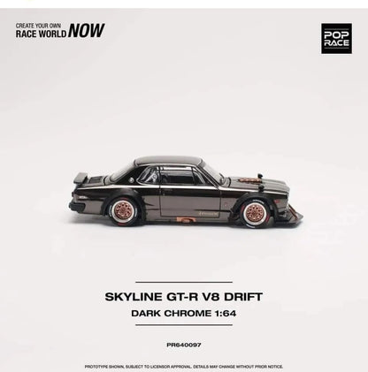 1/64 SKYLINE GT-R V8 DRIFT (HAKOSUKA) DARK CHROME - PR640097