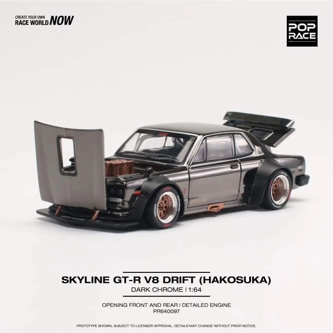 1/64 SKYLINE GT-R V8 DRIFT (HAKOSUKA) DARK CHROME - PR640097