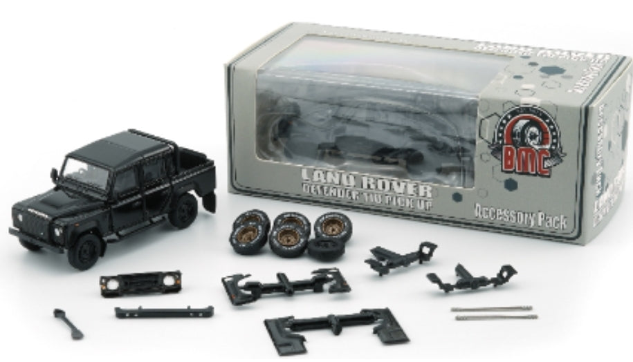 1/64 Land Rover 2016 Defender 110 PickUp 4x4 Acc Pack -Black (RHD) - BM640338 BM Creations