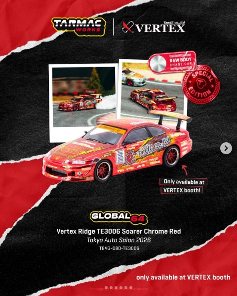 1/64 Vertex Ridge TE3006 Soarer Chrome Red Special Edition - Tarmac Models - T64G-080-TE3006