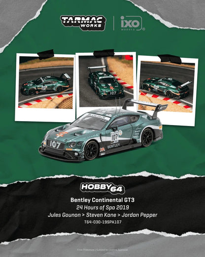 1/64 BENTLEY CONTINENTAL GT3 24 HOURS OF SPA 2019 JULES GOUNON / STEVEN KANE / JORDAN PEPPER - Tarmac Works - T64-030-19SPA107 - ** Pre Order **