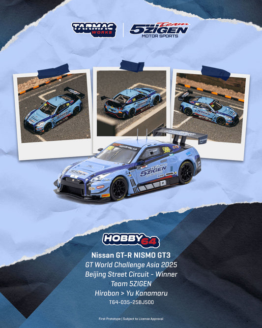 1/64 Nissan GT-R NISMO GT3 GT World Challenge Asia 2025 Beijing Street Circuit - Winner TEAM 5ZIGEN Hirobon / Yu Kanamaru - Tarmac Works - T64-035-25BJ500