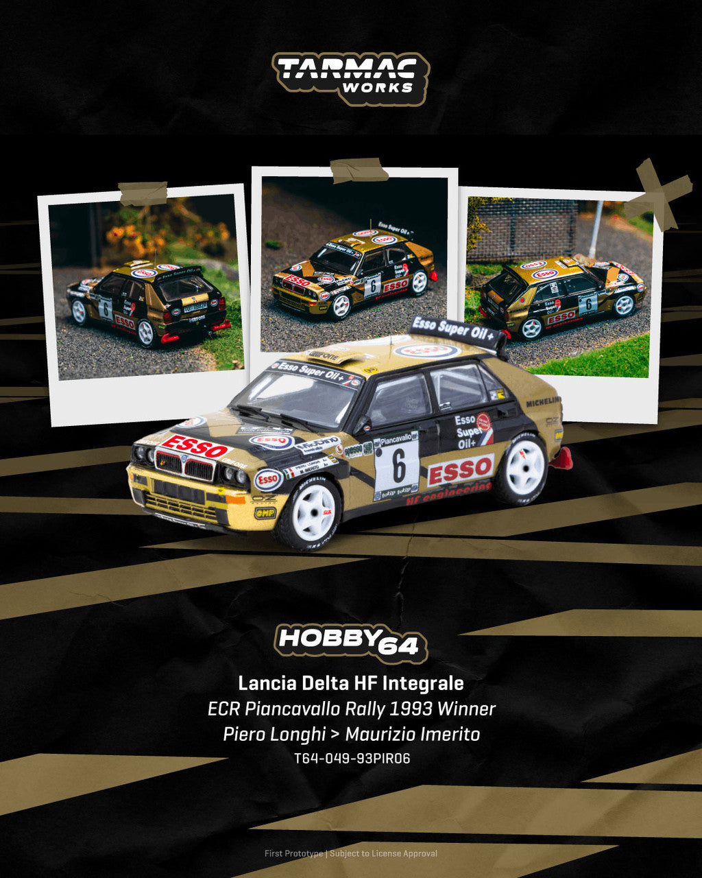 1/64  LANCIA DELTA HF INTEGRALE ECR PIANCAVALLO RALLY 1993 WINNER PIERO LONGHI / MAURIZIO IMERITO - Tarmac Models - T64-049-93PIR06