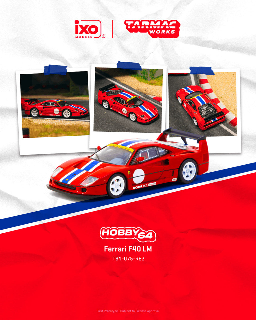 1/64 Ferrari F40 LM Red - Tarmac Models - T64-075-RE2