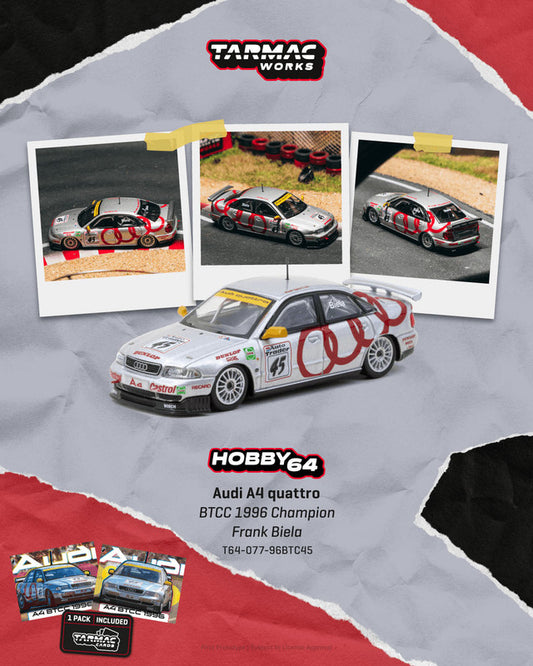 1/64 Audi A4 quattro BTCC 1996 Champion Frank Biela - Tarmac Works - T64-077-96BTC45