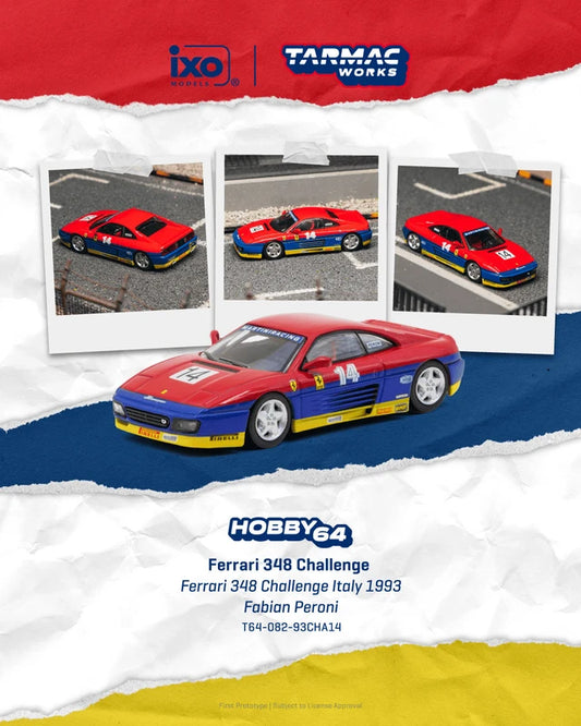 1/64 FERRARI 348 CHALLENGE ITALY 1993 FABIAN PERONI  - Tarmac Works - T64-082-93CHA14 - ** Pre Order**
