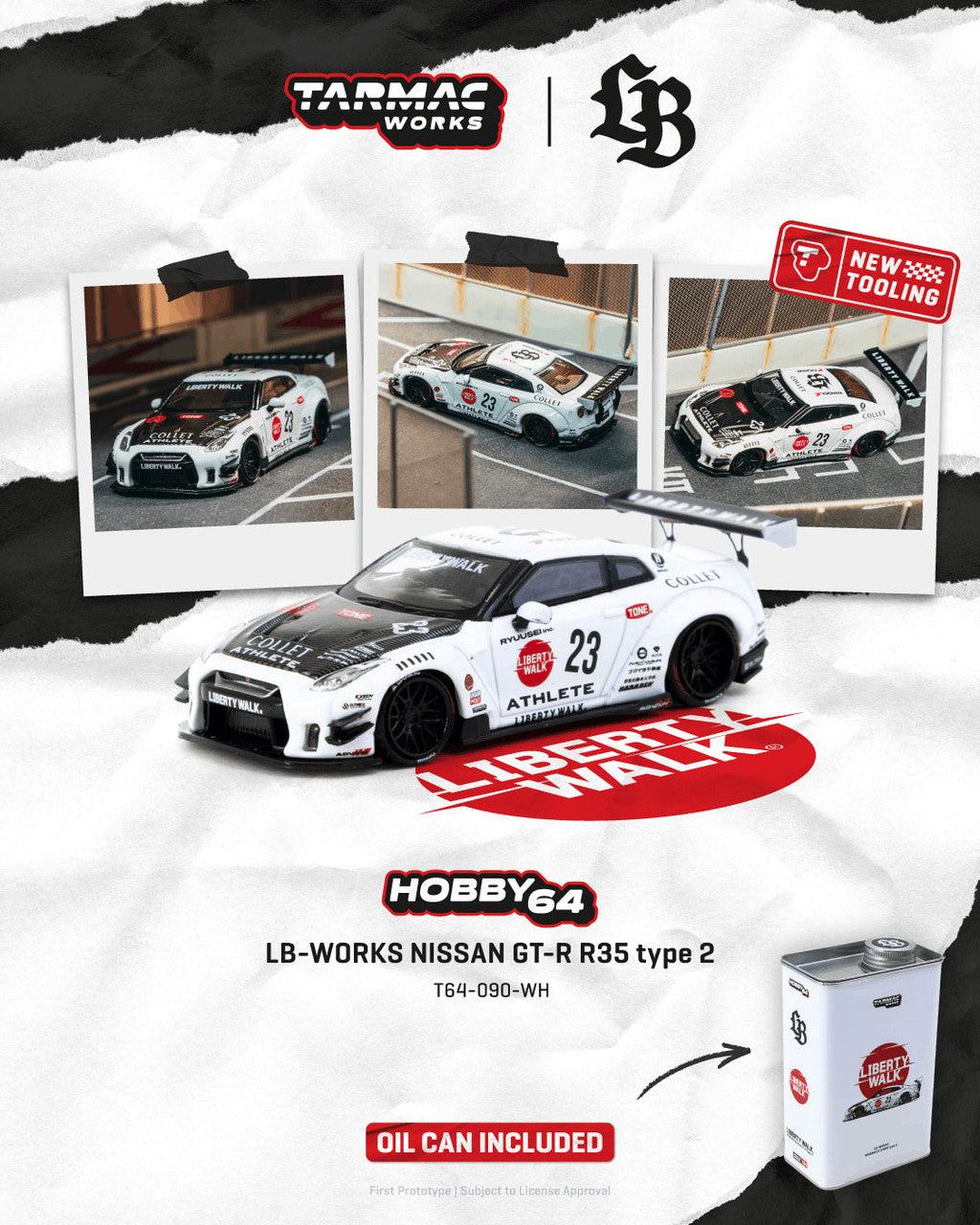 1/64 LB-WORKS NISSAN GT-R R35 type 2 White - Tarmac Models - T64-090-WH
