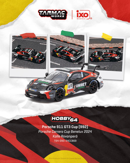 1/64 PORSCHE 911 GT3 CUP (992) PORSCHE CARRERA CUP BENELUX 2024 KALLE ROVANPERA - Tarmac Works - T64-093-24CCB69 - ** Pre Order **