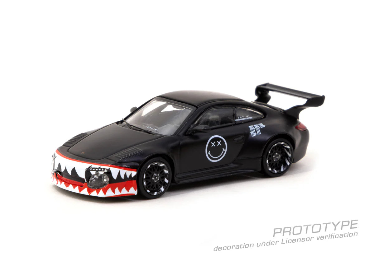 1/64 Old & New Porsche 997, matt black - Tarmac Models - TC-T64-TL053-MB