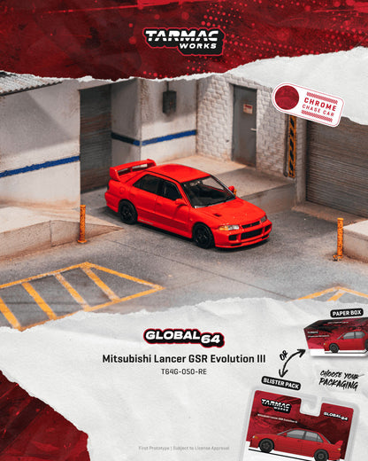 1/64 Mitsubishi Lancer GSR Evolution III Red - Tarmac Models - T64G-050-RE