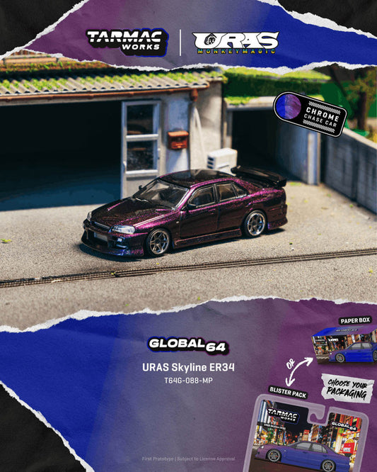 1/64 URAS SKYLINE ER34 MIDNIGHT PURPLE - Tarmac Models - T64G-088-MP