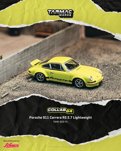 1/64 Porsche 911 Carrera RS 2.7 Lightweight Yellow  - Tarmac Models - T64S-023-YL