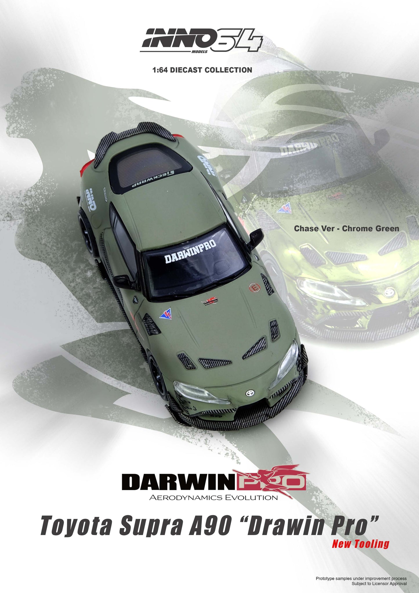 1/64 TOYOTA SUPRA A90 DARWIN PRO Matt Green - Inno64 - IN64-A90DP-MATGR